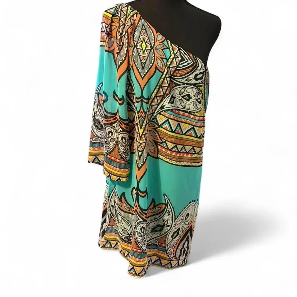 Carolina Williamson multicolored one shoulder dress Size Large